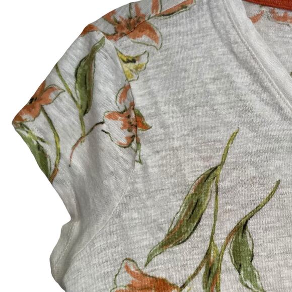 Y2K Rachel Royal Flora Asymmetrical Linen Short Sleeve Feminie Top Size Small - Picture 11 of 16
